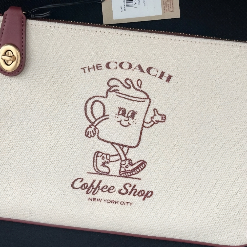 NWT Coach Coffee Shop Pouch Canvas Merch Cafe Exclusive Lil Miss Jo